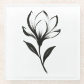 Magnolia im Tintenstil - Elegantes Blumendesign au Glasuntersetzer (Vorderseite)
