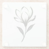 Magnolia im Tintenstil - Elegantes Blumendesign au Glasuntersetzer (Rückseite)
