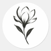 Magnolia im Tintenstil - Elegantes Blumendesign au Runder Aufkleber (Vorderseite)
