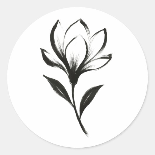 Magnolia im Tintenstil - Elegantes Blumendesign au Runder Aufkleber (Vorderseite)