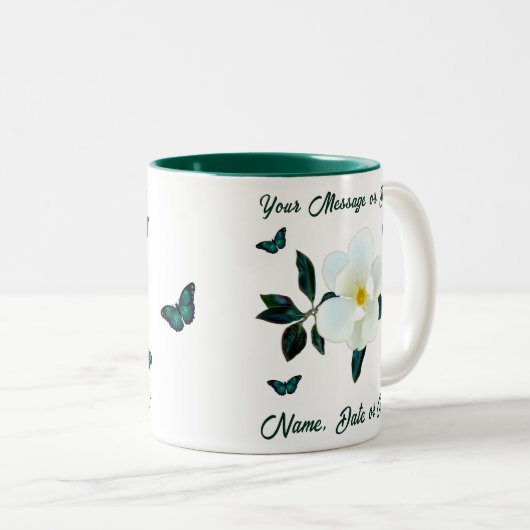 Magnolia-Kaffeepauschalen, Personalisiert oder Tra Zweifarbige Tasse (VorderseiteRechts)