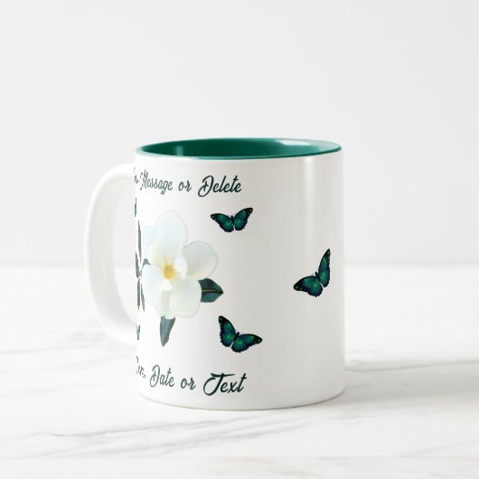 Magnolia-Kaffeepauschalen, Personalisiert oder Tra Zweifarbige Tasse (Vorderseite Links)