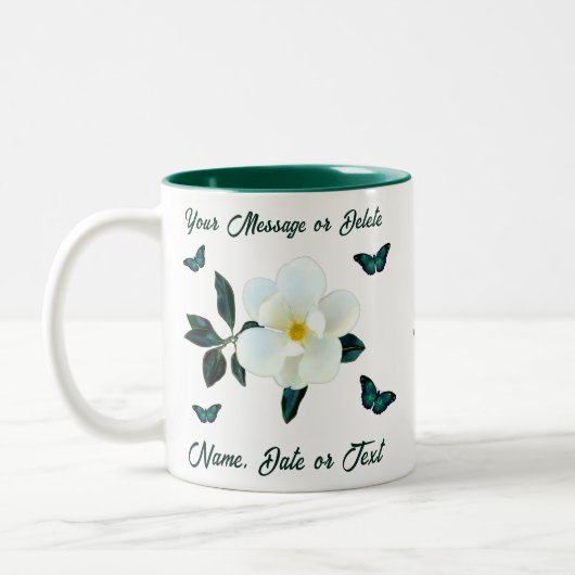 Magnolia-Kaffeepauschalen, Personalisiert oder Tra Zweifarbige Tasse (Links)