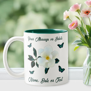 Magnolia-Kaffeetassen, personalisiert oder übertra Zweifarbige Tasse