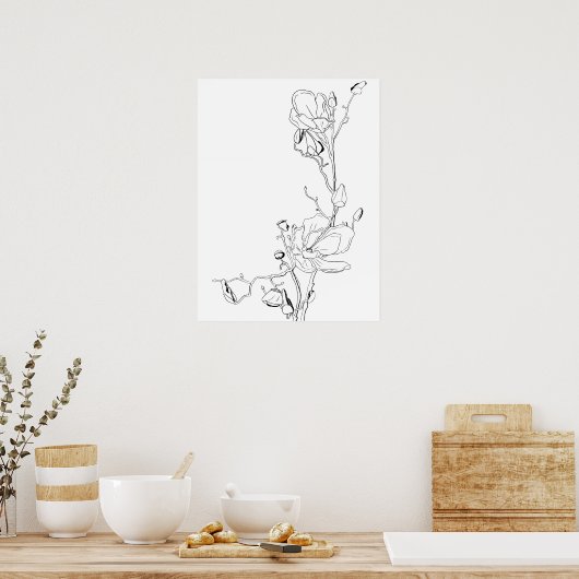 Magnolia-Kontur Poster (Küche)