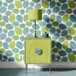 Magnolia Leaf Apple Green Teal Aqua Blue Tapete