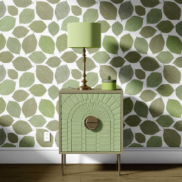 Magnolia Leaf Olive Sage Green White Tapete