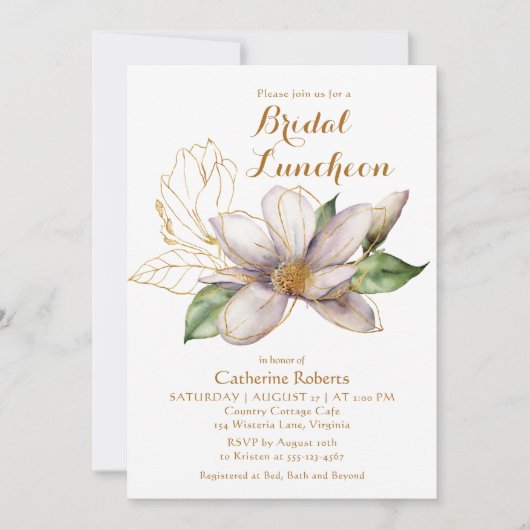 Magnolia Lila Flora Einladung (Vorderseite)