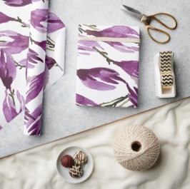 Magnolia Lila Violett Wasserfarbe Geschenkpapier