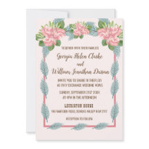 Magnolia Lilies Bouquet Wedding Einladung B