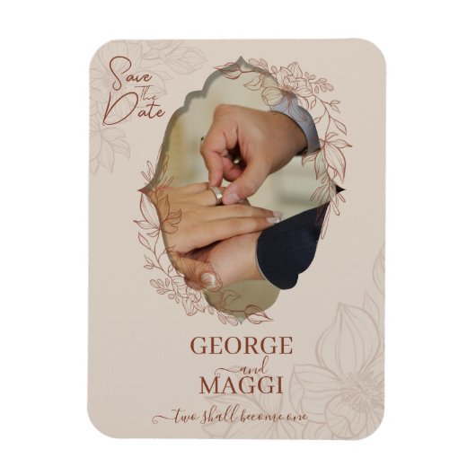 Magnolia Line Art Verziert Magnet (Vertikal)