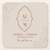 Magnolia Line Art Verziert Rechteckiger Pappuntersetzer (Vorderseite)