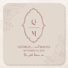 Magnolia Line Art Verziert Rechteckiger Pappuntersetzer