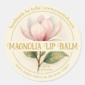Magnolia Lip Balm Etikett Runder Aufkleber (Vorderseite)