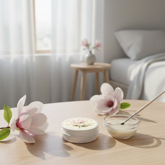 Magnolia Lip Balm Etikett Runder Aufkleber