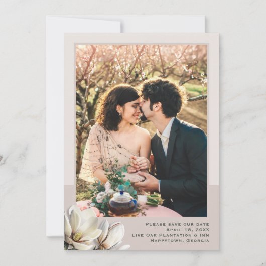 Magnolia Minimalistisches Foto Hochzeit Speichern Save The Date (Vorderseite)