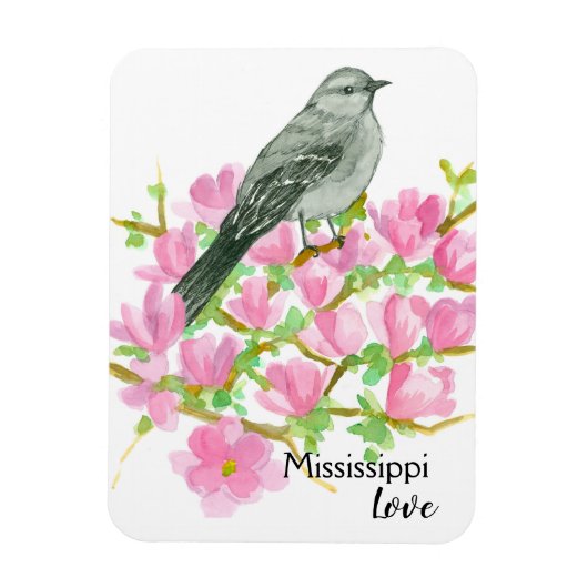 Magnolia Mississippi Liebe Mockingbird Magnet (Vertikal)