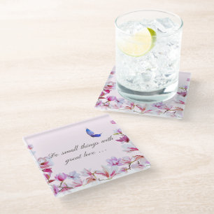 Magnolia mit Zitat-Untersetzer Glasuntersetzer