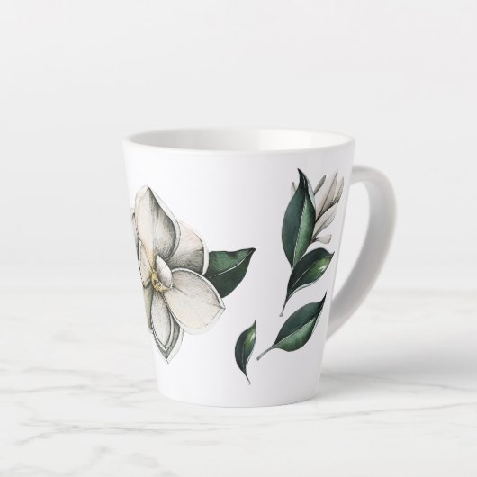 Magnolia Moderne botanische Latte-Tasse Milchtasse (Rechte Ecke)