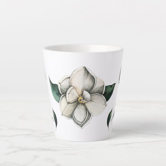 Magnolia Moderne botanische Latte-Tasse Milchtasse (Vorderseite)
