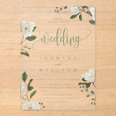 Magnolia Moderne Hochzeit Acryleinladungen (Vorderseite)