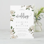 Magnolia Moderne Hochzeit Einladung (Stehend Vorderseite)