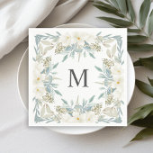 Magnolia Moderne Kalligraphie Monogram Wedding Serviette