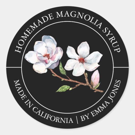Magnolia Modernes Label Runder Aufkleber (Vorderseite)