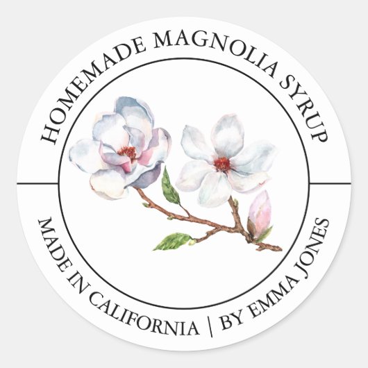 Magnolia Modernes Label Runder Aufkleber (Vorderseite)