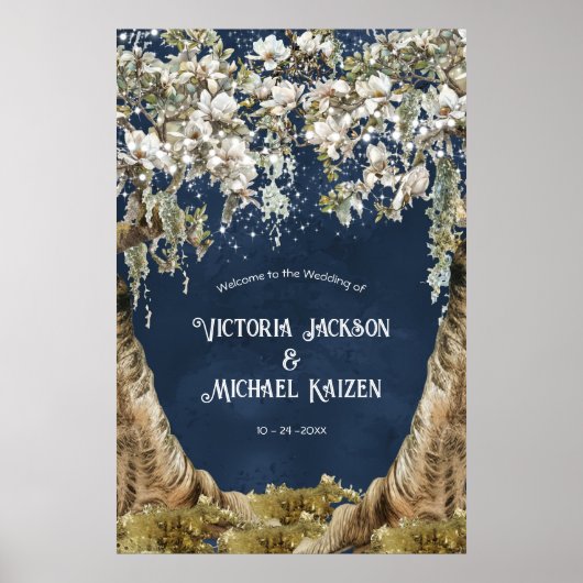 Magnolia & Moss Wedding Begrüßungszeichen Poster (Vorne)