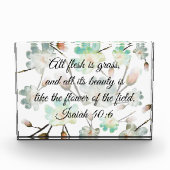 Magnolia Muster Bible Verse Foto Block (Vorderseite)