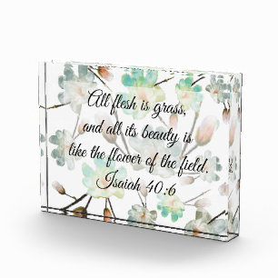 Magnolia Muster Bible Verse Foto Block