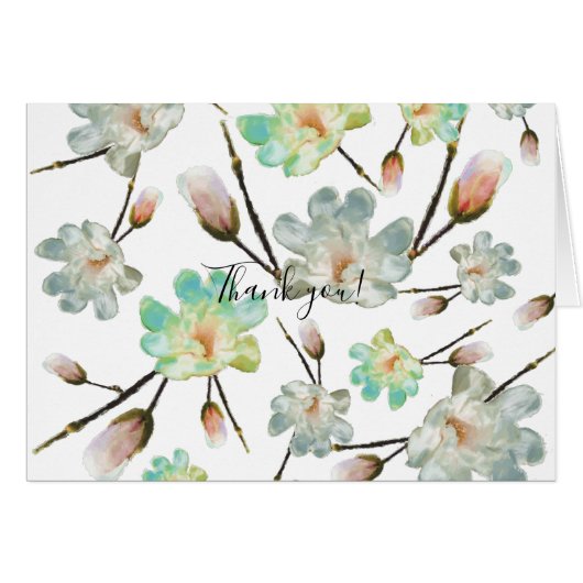 Magnolia Muster Danke Notecard (Vorderseite (Horizontal))