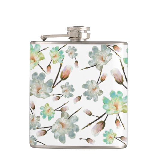 Magnolia Muster Flask Flachmann (Vorderseite)