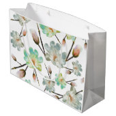 Magnolia Muster Große Geschenktasche Geschenktüte (Rückseite Schrägansicht)