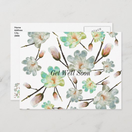 Magnolia Muster wird bald gut Postkarte (Vorne/Hinten)