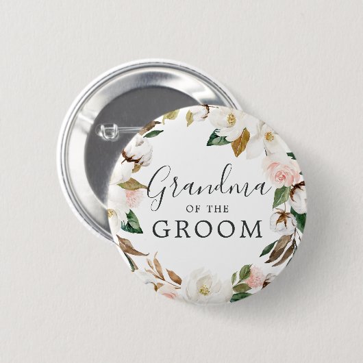 Magnolia Oma des Groom-Brautparty Button (Vorne & Hinten)