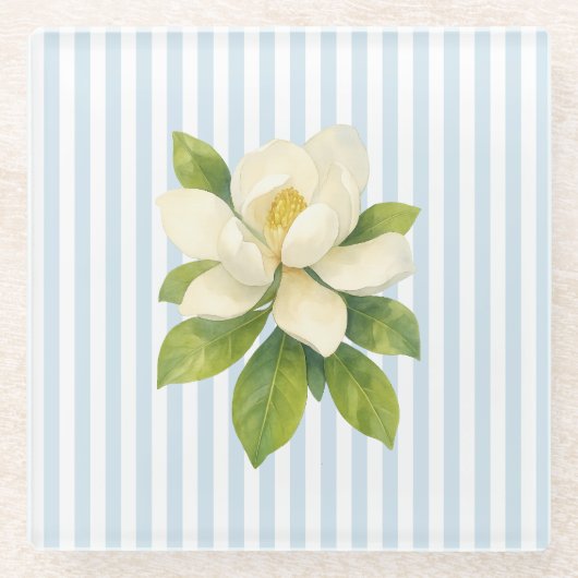 Magnolia Painting Nautical Stripe  Glasuntersetzer (Vorderseite)