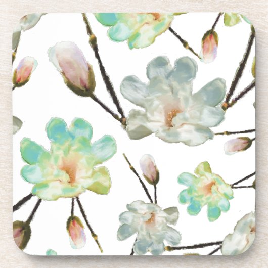 Magnolia-Pattern-Hard-Plastik-Untersetzer Getränkeuntersetzer (Vorderseite)