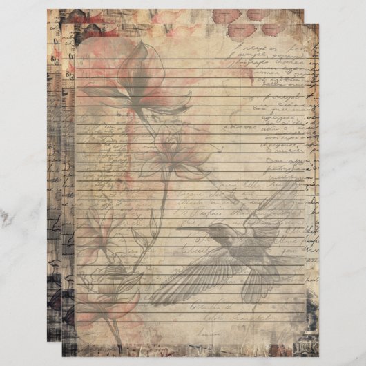 Magnolia Pflanze Altes Manuskript Briefbogen (Vorne/Hinten)