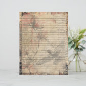 Magnolia Pflanze Altes Manuskript Briefbogen (Stehend Vorderseite)