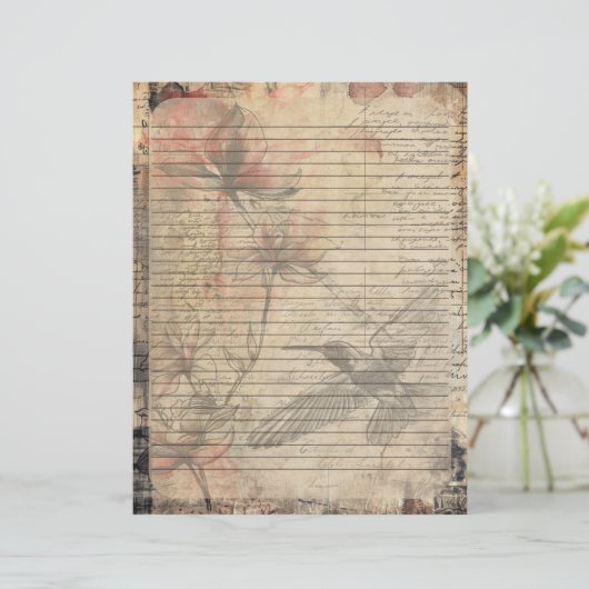 Magnolia Pflanze Altes Manuskript Briefbogen (Stehend Vorderseite)