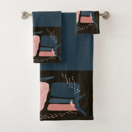 Magnolia Pink Bloom Minimal Abstrakt Badhandtuch Set