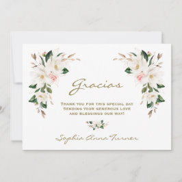 Magnolia Pink Blume Spanisch Gracias Kinderdusche Dankeskarte