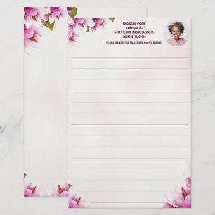 Magnolia Pink Floral Business Foto Stationierung Briefpapier