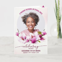 Magnolia Pink Floral Funeral Programm