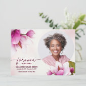 Magnolia Pink Florale Gedenkstätte Dankeschön Kart Dankeskarte (Stehend Vorderseite)