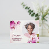 Magnolia Pink Florale Gedenkstätte Dankeschön Kart Postkarte (Stehend Vorderseite)