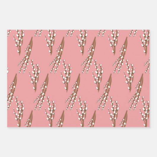 Magnolia Pussy Willows Jeden Anlaß Geschenkpapier Set (Vorderseite 3)