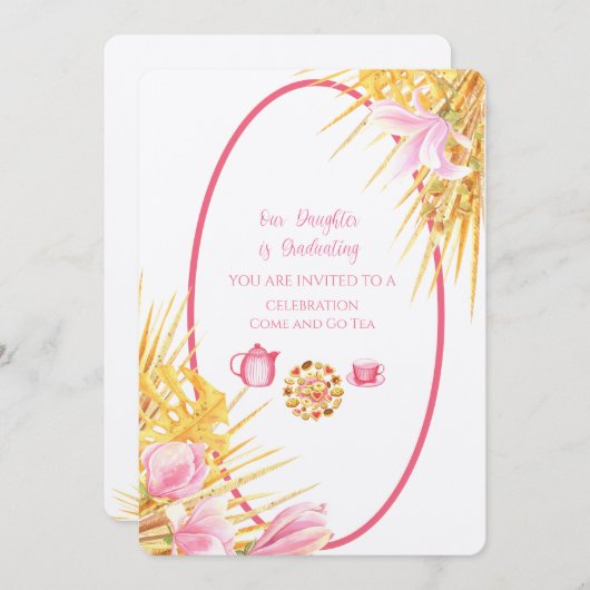 Magnolia Rahmen unsere Tochter ist Leinen Geschlos Einladung (Vorne/Hinten)